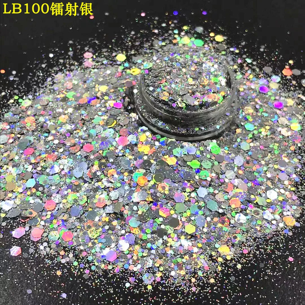 24 Colors Holographic Chunky Glitter 24 Colors Total Laser Nail Glitter Flakes Chunky Holographic Laser Nail Glitter 2030