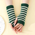 Women's Knitted Fingerless Arm Sleeves Gothic Style Striped Winter Long Arm Warmers Girls Harajuku Y2K Fashion Wrist Gloves