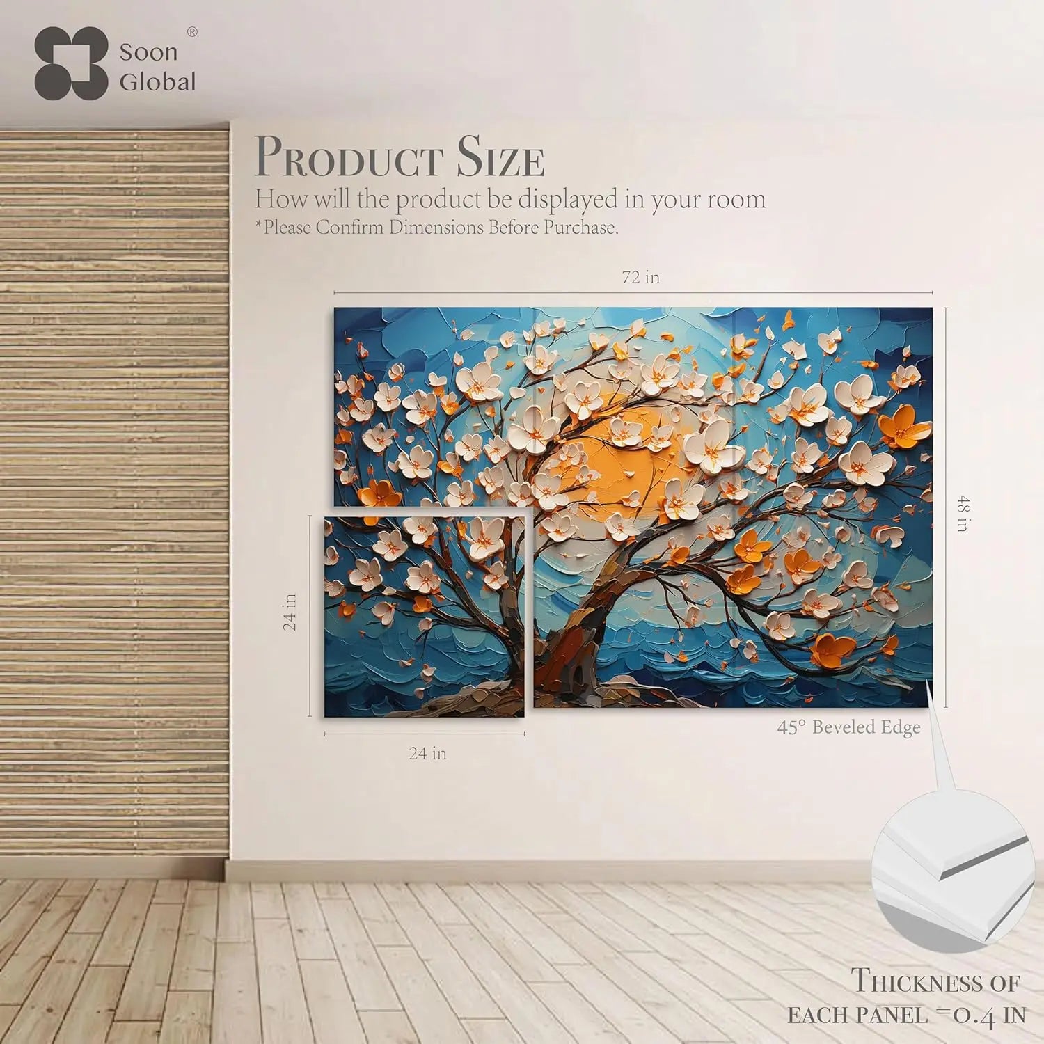 72x48 Inches Decorative Acoustic Wall Panels, Sound Absorbing Canvas Art for Home and Office