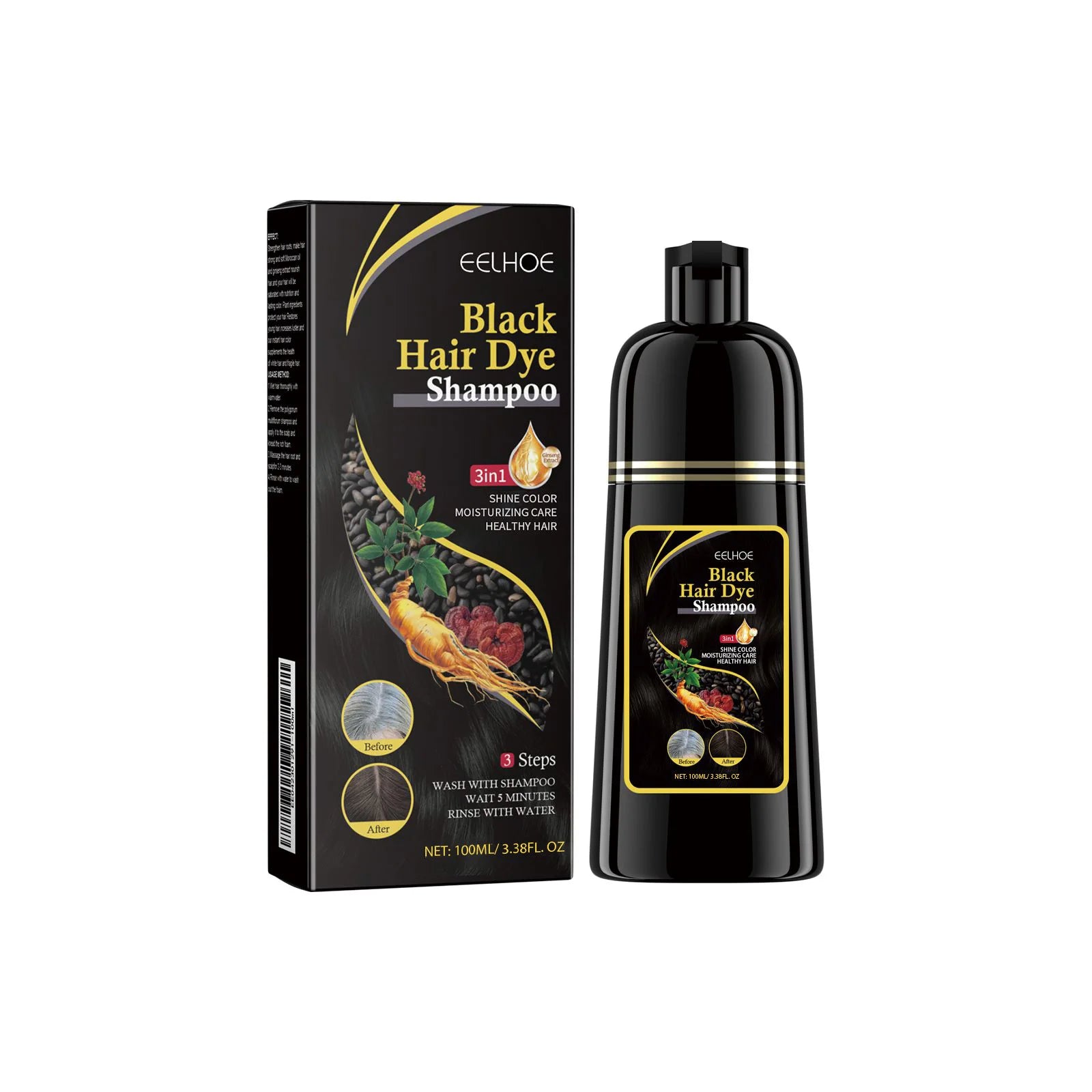 Instant Coloring Shampoo Natural 5 Colors for Men Women DIY Hair Dye Coloring Care Gentle Non-Irritating 100ml Hair Dye Shampoo