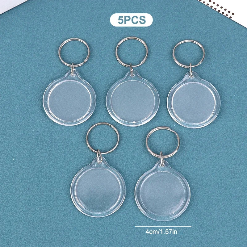 5pcs Blank Photo Frame Keychain Clear Acrylic Keyring Insert Photo Split Key Pendant DIY Key Holder Couple Anniversary Gifts