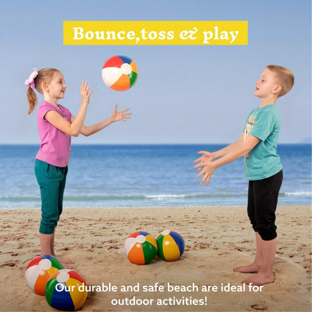 JOYFY Rainbow Beach Balls(12 Pack) Inflatable Swimming Pool Toys for Summer Water Games Kids Birthday Party Supplies Combo Set