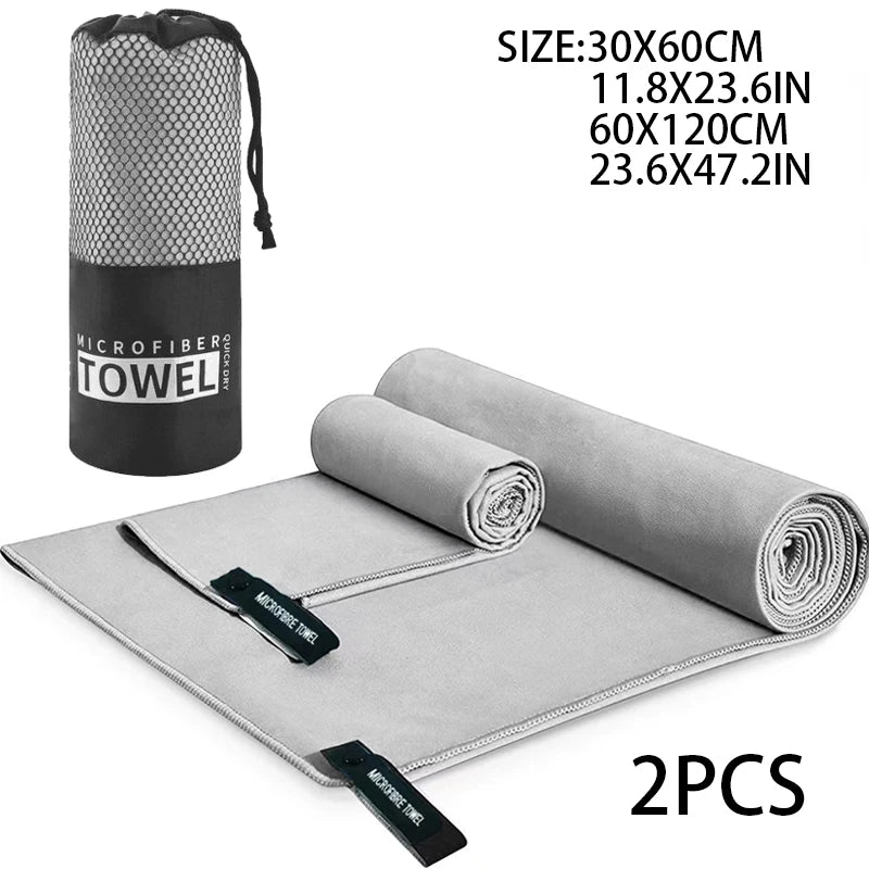 2-pcs Microfibre set sports towel fitness swimming towel body bath towel canbeused for yoga running camping beach WashclothTowel