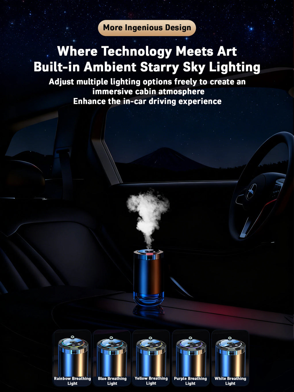 Car Diffuser Humidifier 5 Modes Car Humidifier Aromatherapy Diffusers Car Air Freshener For Car Home Office Bedroom