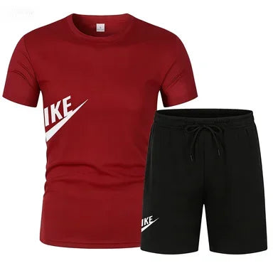 2026 Men's Summer T-shirt and Shorts Set, Men's Breathable Sportswear Set, Casual and Fashionable Short-sleeved T-shirt Set