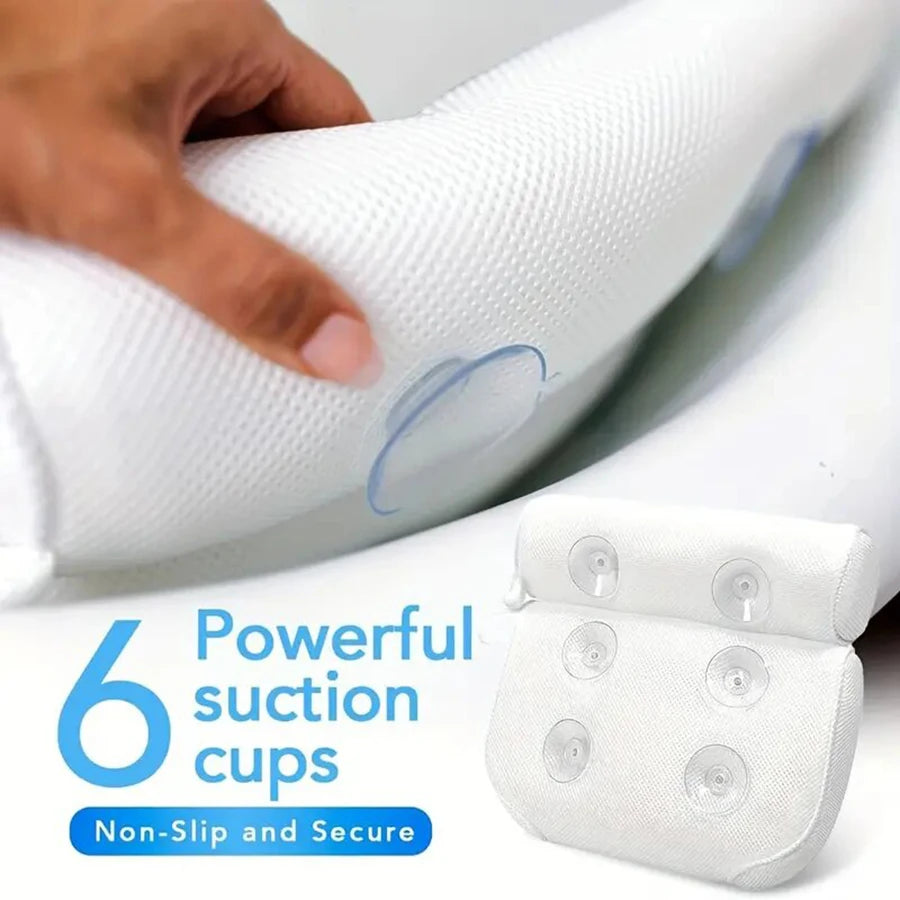 1 spa bathtub pillow with anti-slip suction cups for neck and back support, bathtub/bathroom accessory