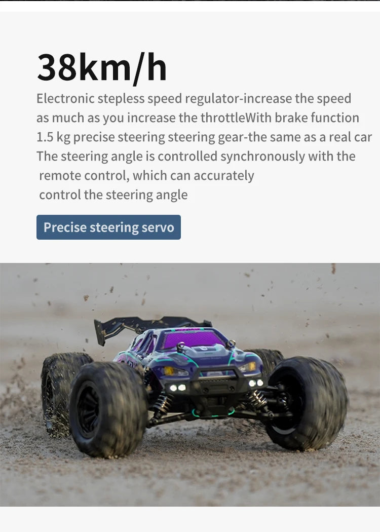 16103 Fast Rc Cars 50km/h 1/16 Off Road 4WD with LED Headlights,2.4G Waterproof Remote Control Monster Truck for Adults and Kids
