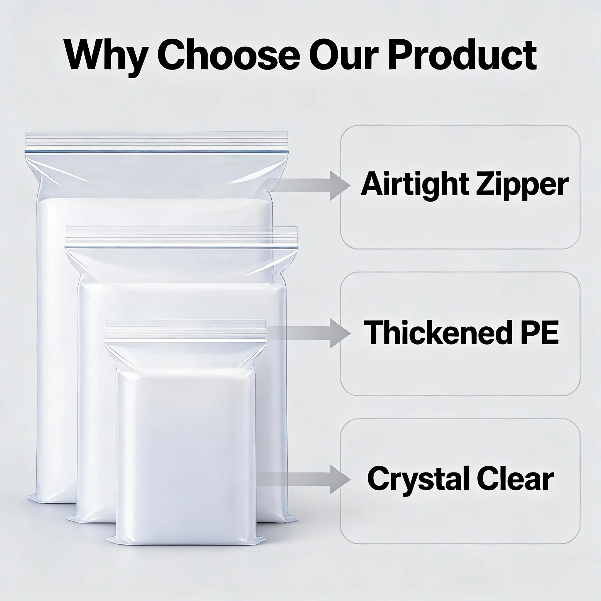 3 Size Reusable Storage Bags Transparent Leak Proof Freezer Bags Airtight Seal for Food Fruit Veggie Storage