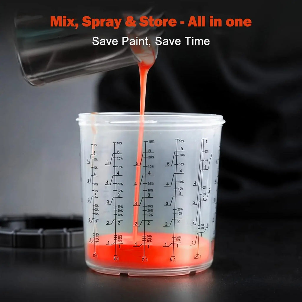 Disposable Paint Spray Gun Cup Liners & Lid Kit, 50 Standard 20oz (600ml) with Strainer and Adapters