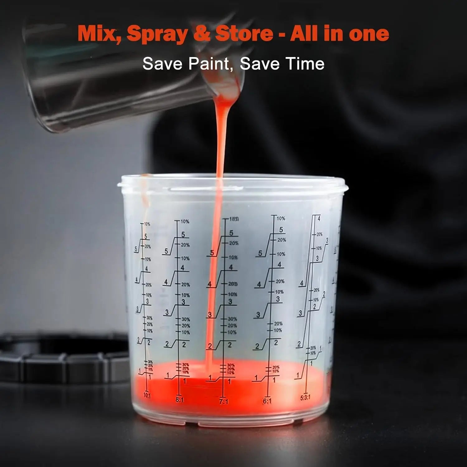 Disposable Paint Spray Gun Cup Liners & Lid Kit, 50 Standard 20oz (600ml) with Strainer and Adapters