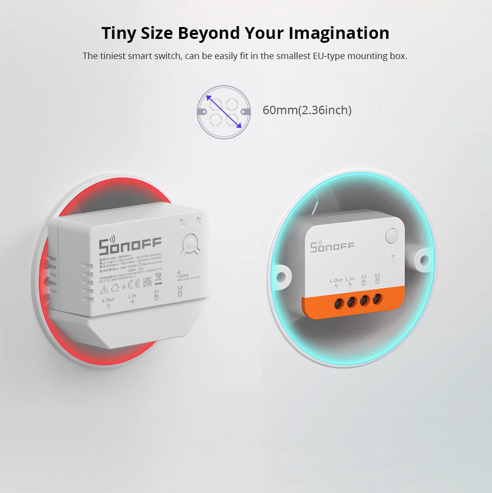 SONOFF ZBMINIL2 Extreme ZigBee Switch No Neutral Wire Required Smart Home Two-Way Control eWeLink Alexa Google Echo Zigbee Hubs