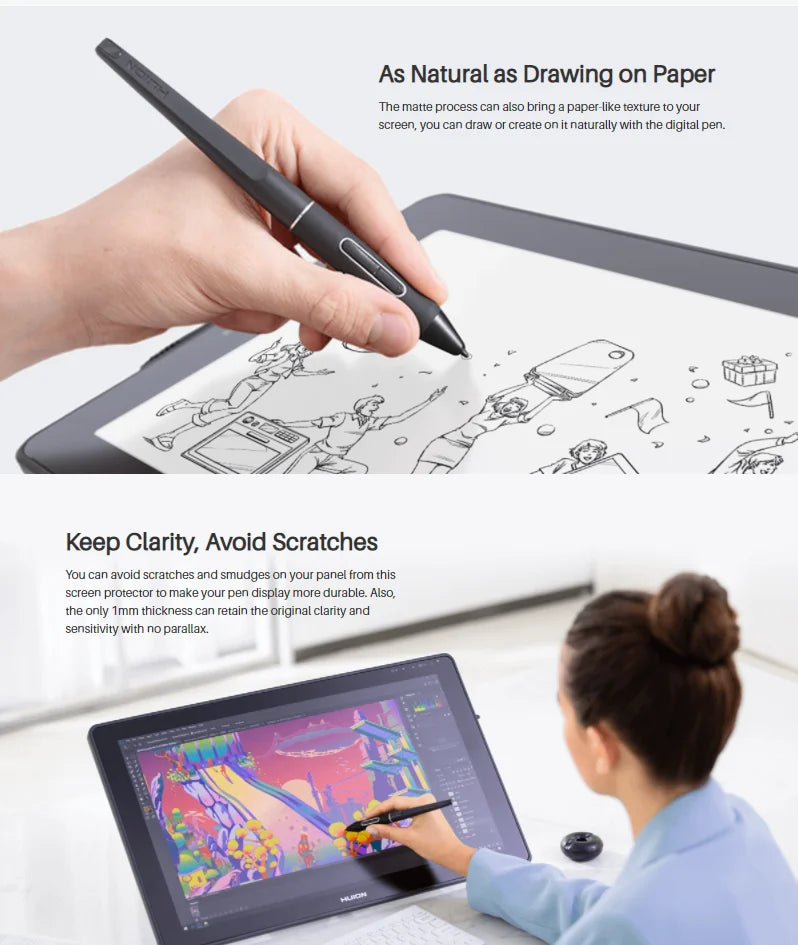 HUION Anti-Glare Film Replacement Display Screen Protector for Kamvas 12/13/16/22/24