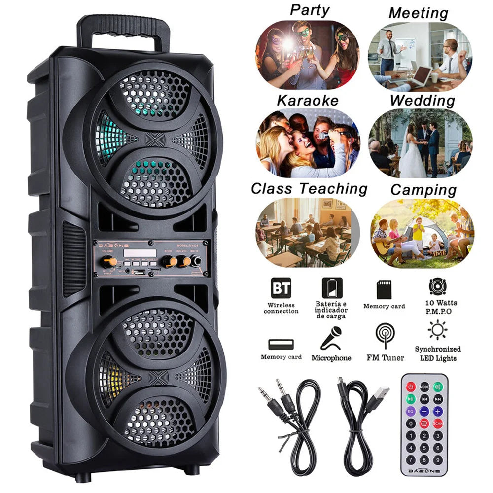 Portable 3000W Bluetooth Speaker Subwoofer Heavy Bass Sound System Party DJ karaoke Remote &MIC
