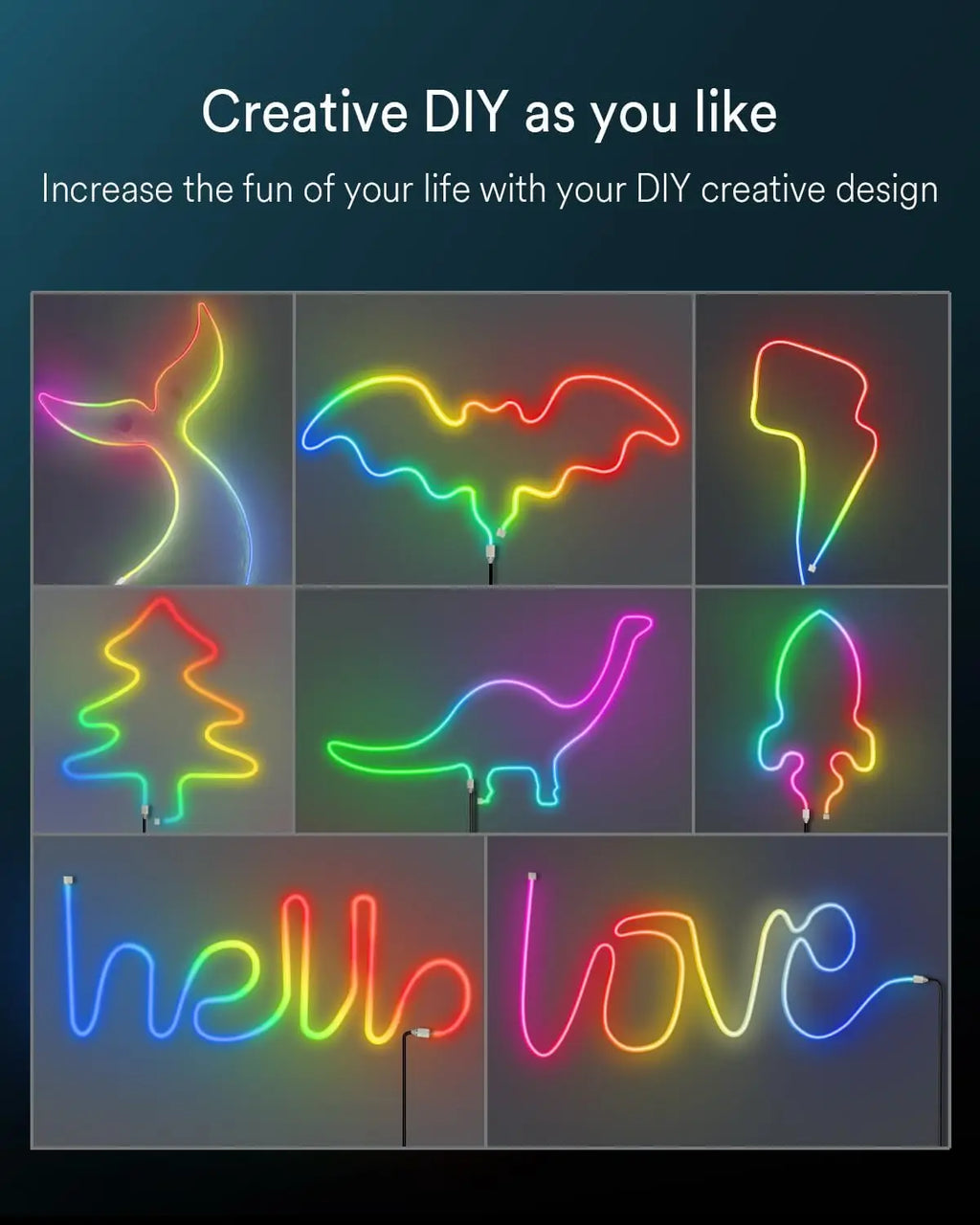 Neon LED Rope Lights,  LED Lights For Bedroom Flexible LED Light Strip With Remote And APP Control RGB Lighting Strip