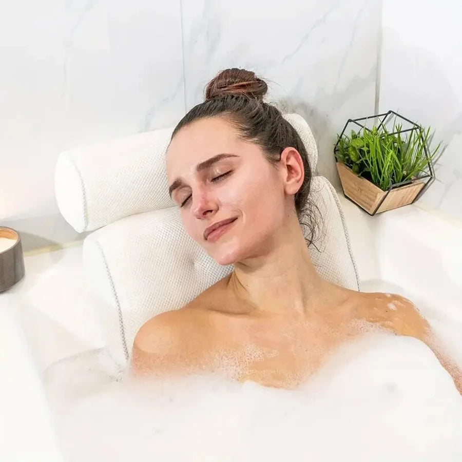 1 spa bathtub pillow with anti-slip suction cups for neck and back support, bathtub/bathroom accessory