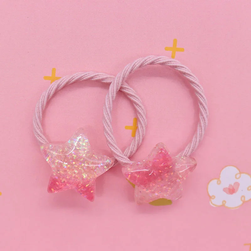 2Pcs/Set Halloween Gift Resin Strawberry Hair Accessories Colorful Hair Ties Children's Rubber Bands Kid Headband Scrunchies