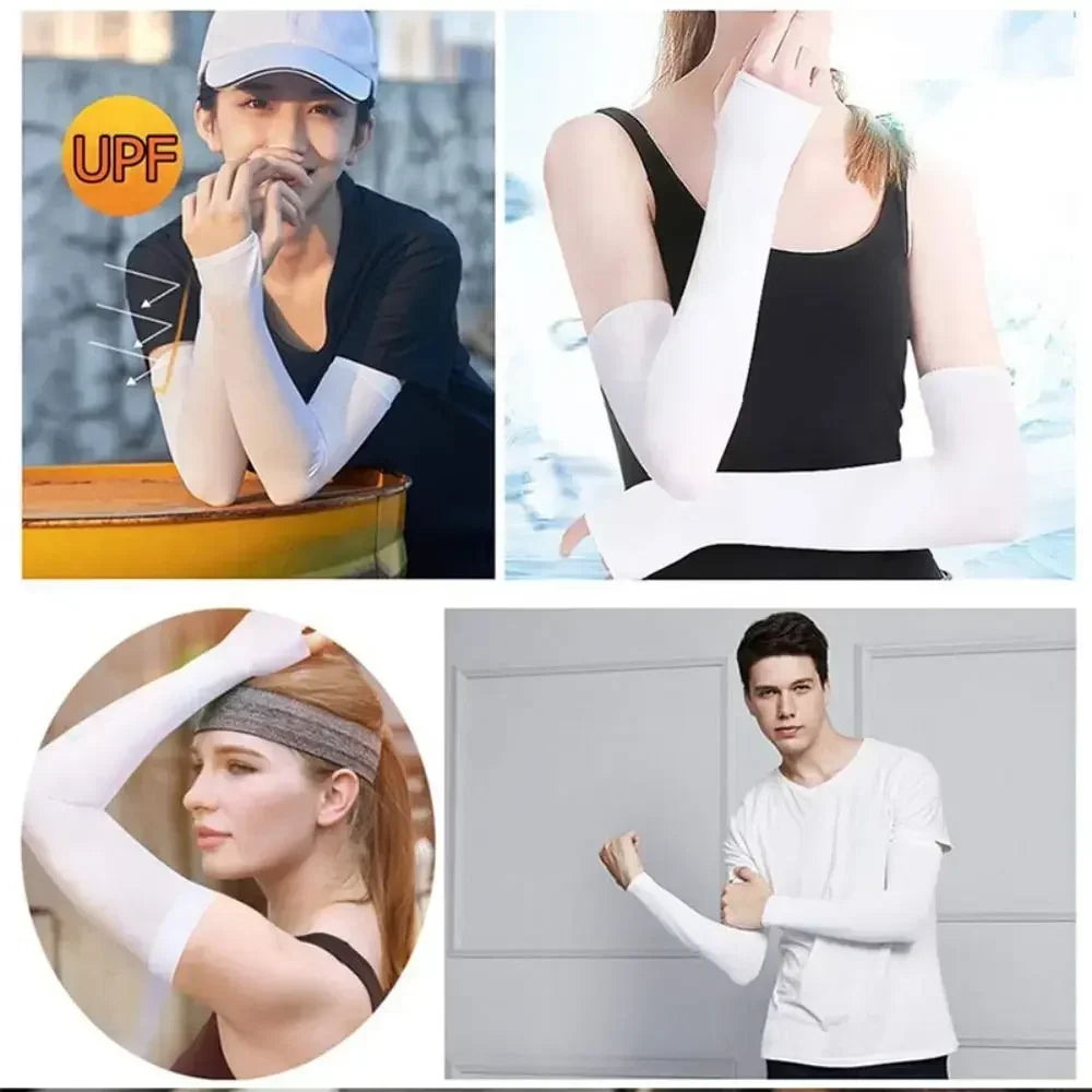Compression UV Sleeves 1Pair Sports Arm for Basketball Cycling Running Volleyball Summer Sunscreen Arm Warmers