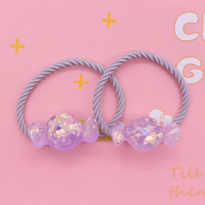 2Pcs/Set Halloween Gift Resin Strawberry Hair Accessories Colorful Hair Ties Children's Rubber Bands Kid Headband Scrunchies