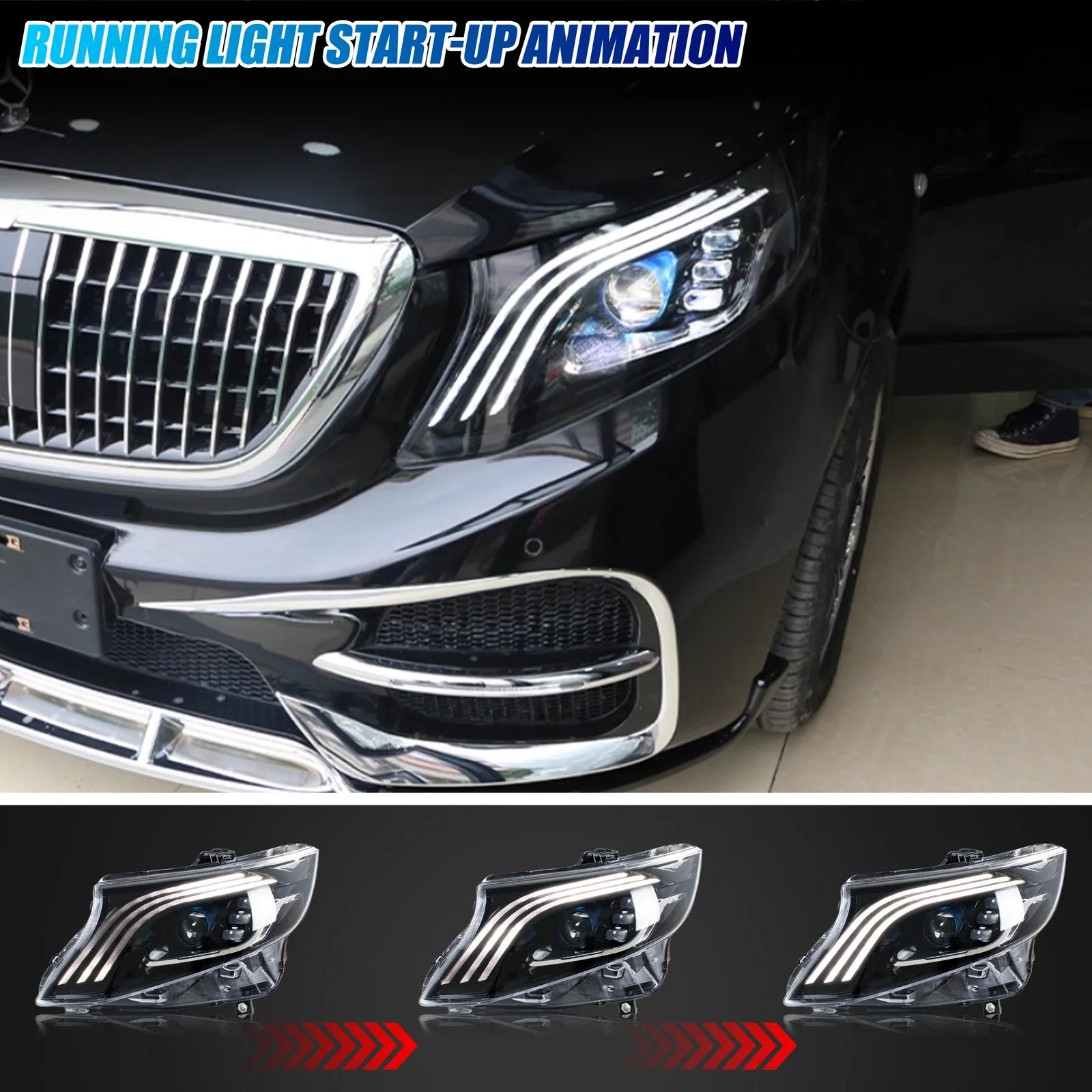 Faros LED Xunder Mercedes Benz Vito W447 / Metris 2016-2023 | Proyector | Intermitente Secuencial | Plug & Play