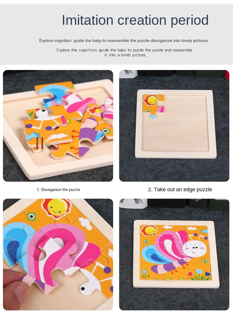 Wooden Animal Jigsaw Puzzle for Kids – Montessori Game