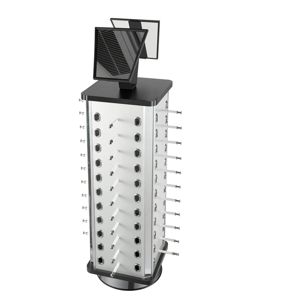 44 Pairs Rotating Eyeglasses Display Stand with 2 Mirrors 86cm Large Capacity Freestanding Sunglass Holder for Shops