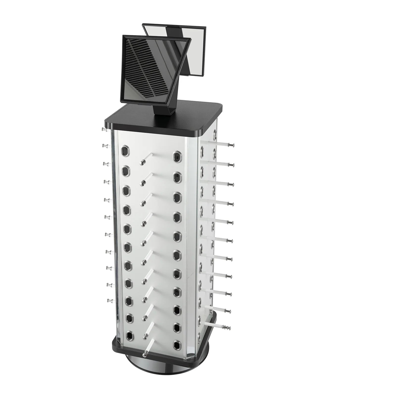 44 Pairs Rotating Eyeglasses Display Stand with 2 Mirrors 86cm Large Capacity Freestanding Sunglass Holder for Shops