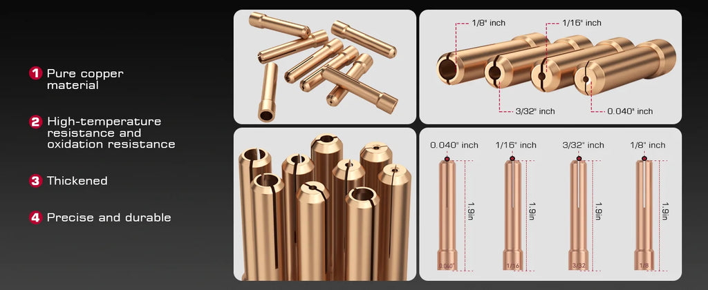 ARCCAPTAIN TIG Welding Torch Accessories Kit  Alumina Nozzle Collets Body Stubby Gas Lens #10 Glass Cup Consumables Kit