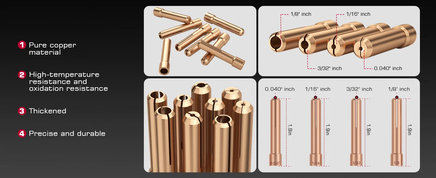 ARCCAPTAIN TIG Welding Torch Accessories Kit  Alumina Nozzle Collets Body Stubby Gas Lens #10 Glass Cup Consumables Kit