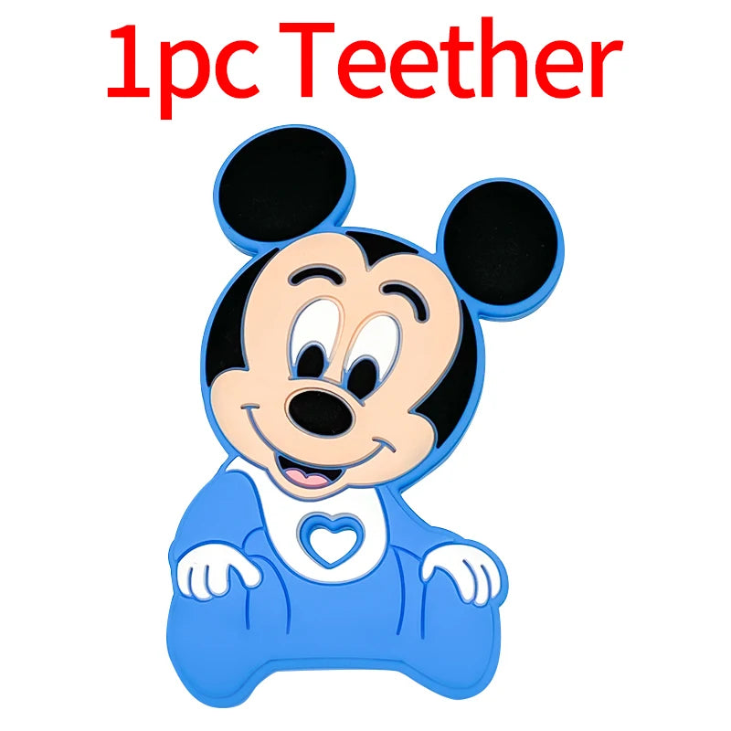 1/3/10pcs Silicone Mickey Teething Beads Food Grade Cartoon Shape Baby Teethers Toys DIY Pacifier Clips Chain Accessories