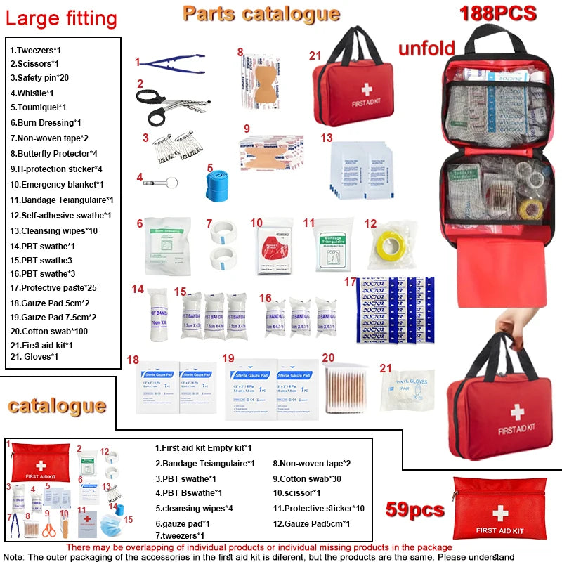 Deluxe First Aid Kit with Carrying Pouch, Outdoor First Aid Kit - Essential Emergency Kit for Camping, Hiking and Travell