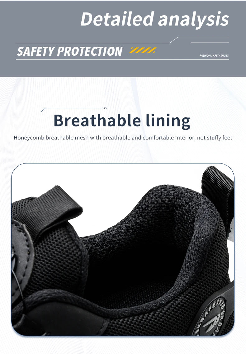 Zapatos de Seguridad Transpirables | Sin Cordones | Suela Blanda | Antipinchazos | Antiaplastad