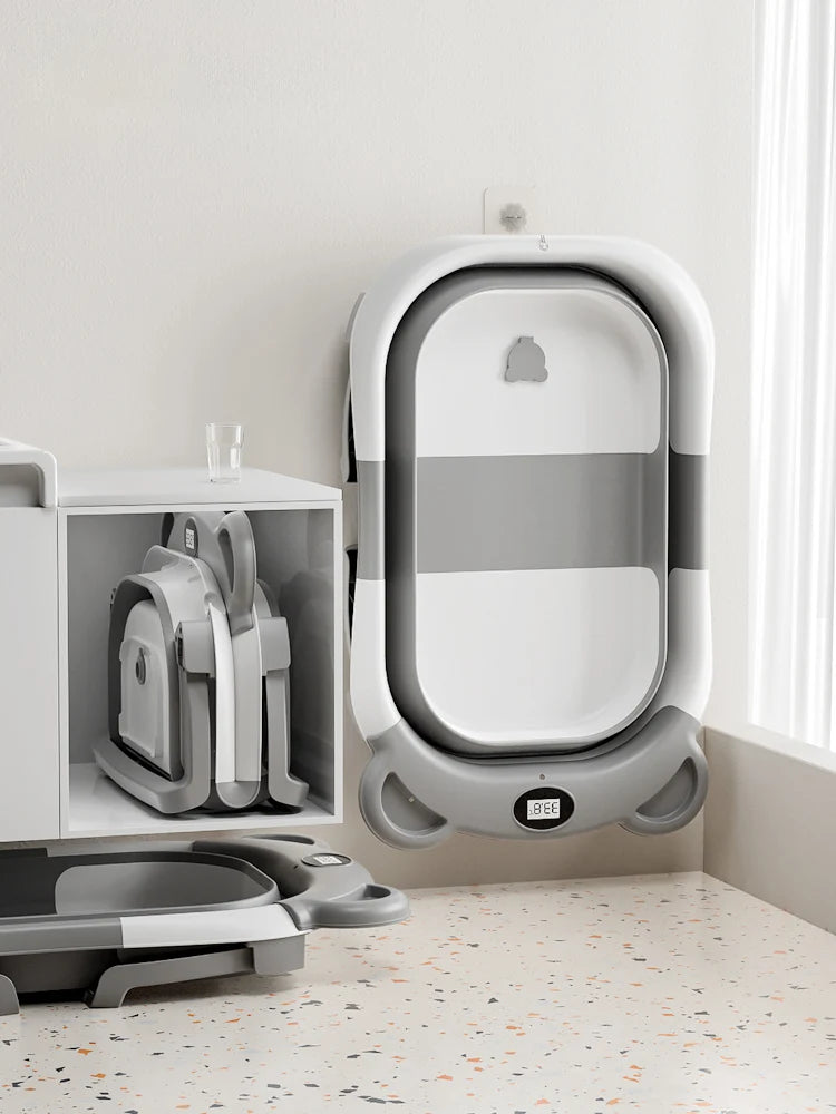 Bañera Portátil Plegable para Bebé con Termómetro y Cojín | 0-36 Meses