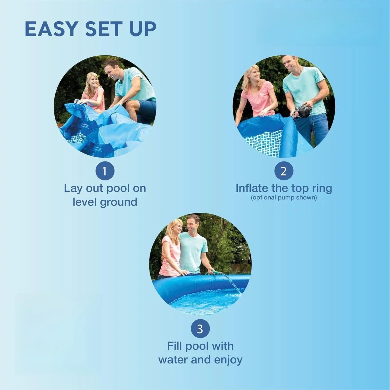 Bestseller26165EH Easy Set Inflatable Swimming Pool Set: 15ft x 42in – Includes 1000 GPH Cartridge Filter Pump – Removable Ladde