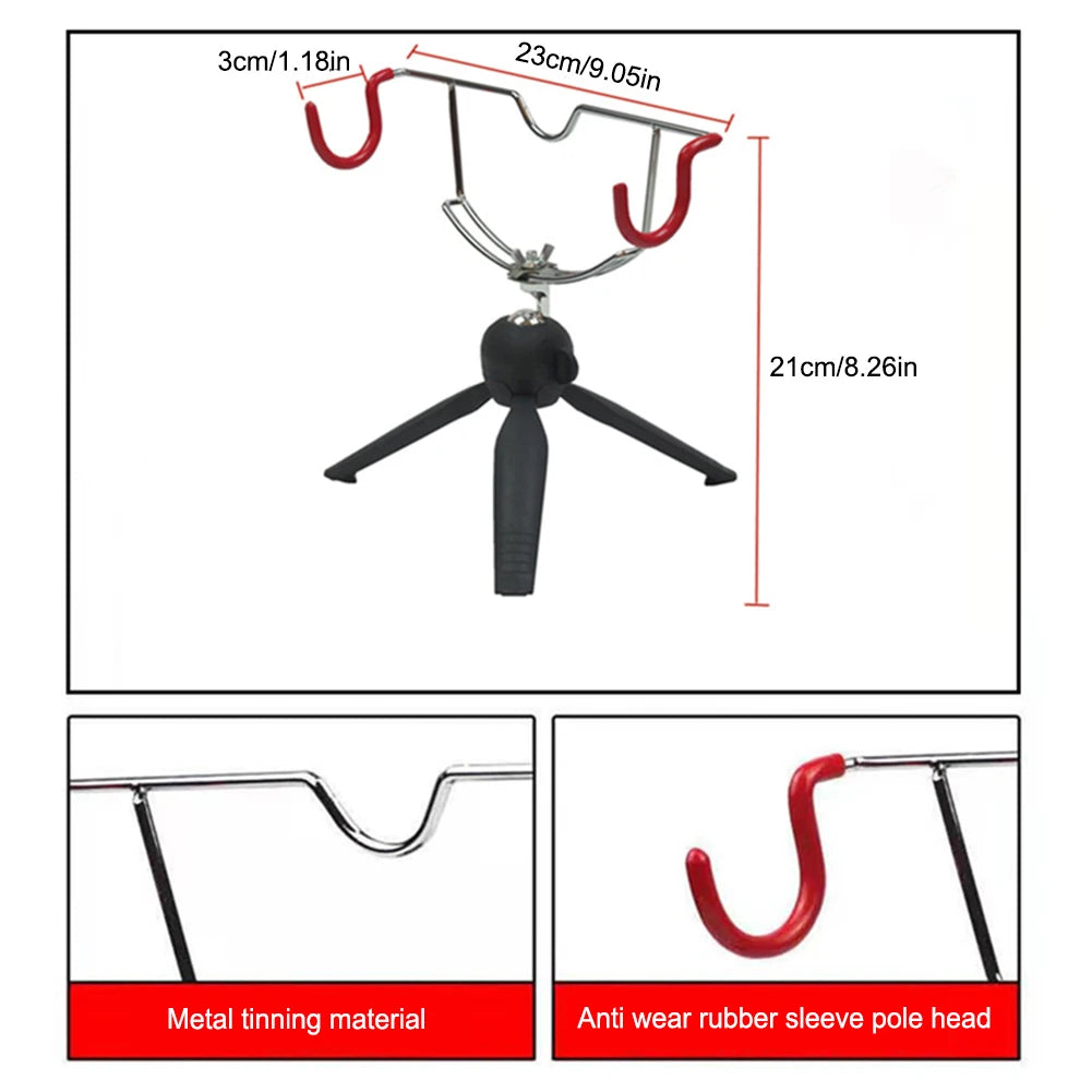 Portable Ice Fishing Rod Holder Adjustable Angle Double-Head Fish Pole Holder Metal Folding Rod Holder for Winter Sea Fishing