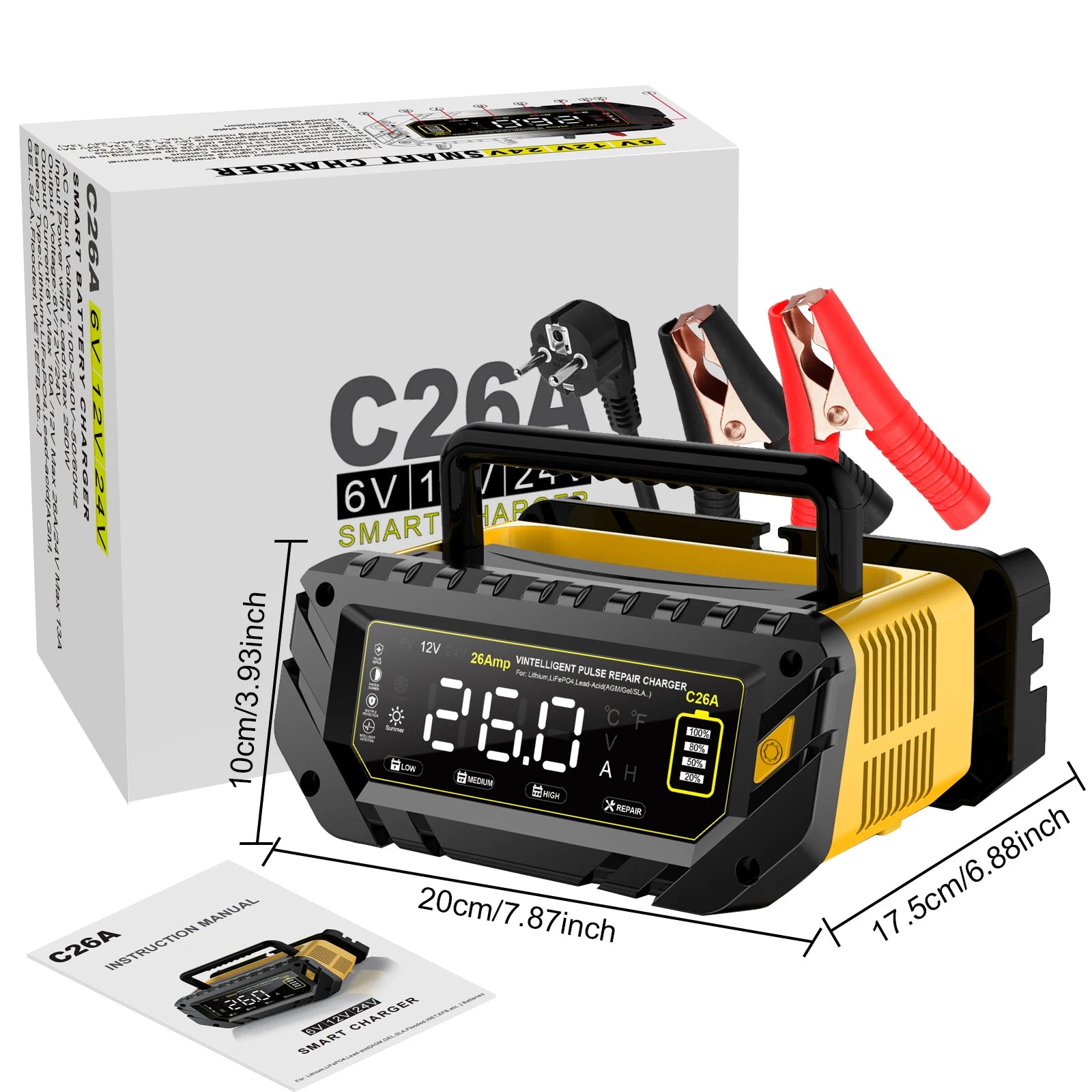 Cargador Inteligente de Batería de Auto 12V 30A | LCD | LiFePO4 y Ácido-Plomo 🔋