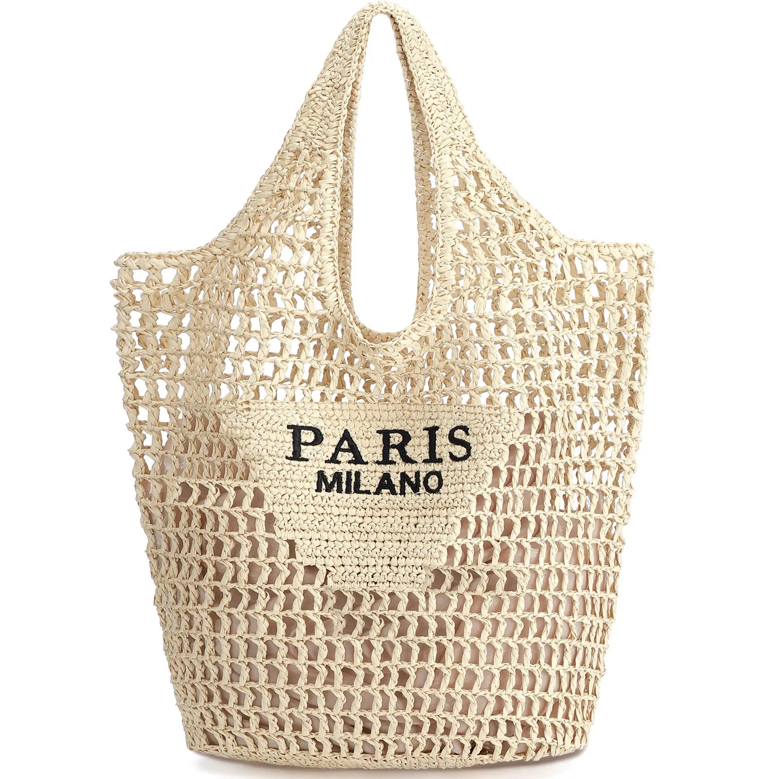 Bolsa de Playa Tejida a Mano para Mujer - Tote Bag de Paja Verano