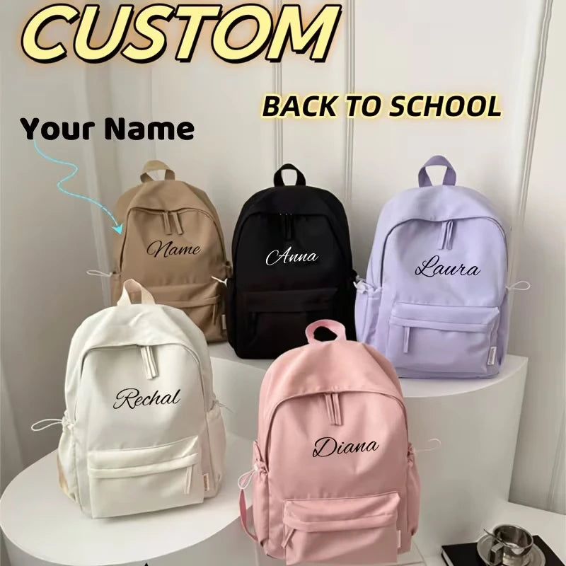 Customizable name back-to-school season casual versatile large-capacity backpack with English print, suitable for boys and girls