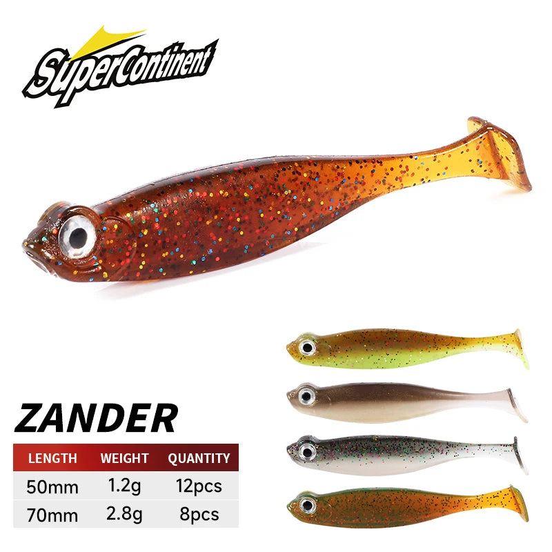 Supercontinent Shad Cola-T Silicona | 5cm/7cm | Swimbait Wobbler | Pesca Mar, Lago y Río - Firu Total Sales