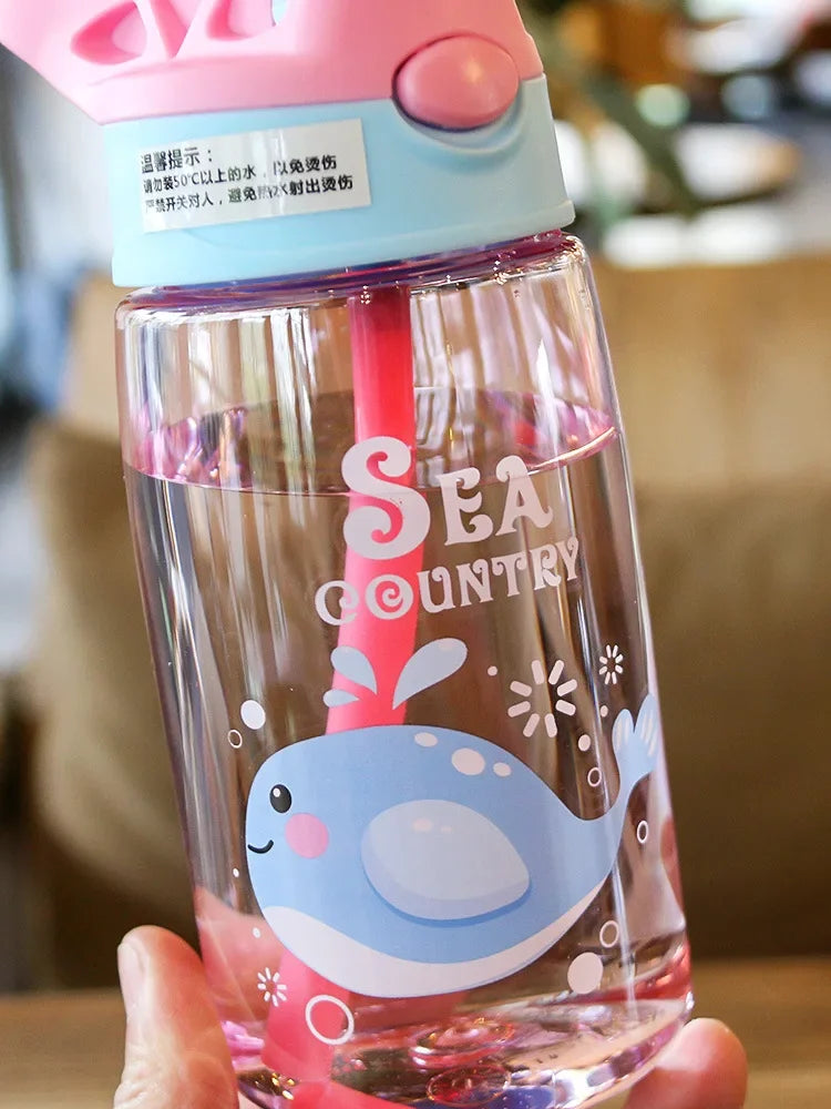 Vaso Sippy Cartoon para Niños con Pitillo | Antiderrame | Portátil Exterior 🍼