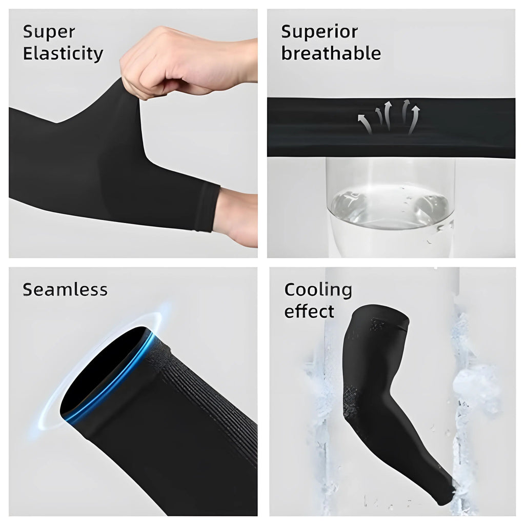 2 Pairs Cooling Ice Arm Sleeves, Breathable Compression Arm Sleeves for Men Women, UV Protection for Driving Fishing Sports
