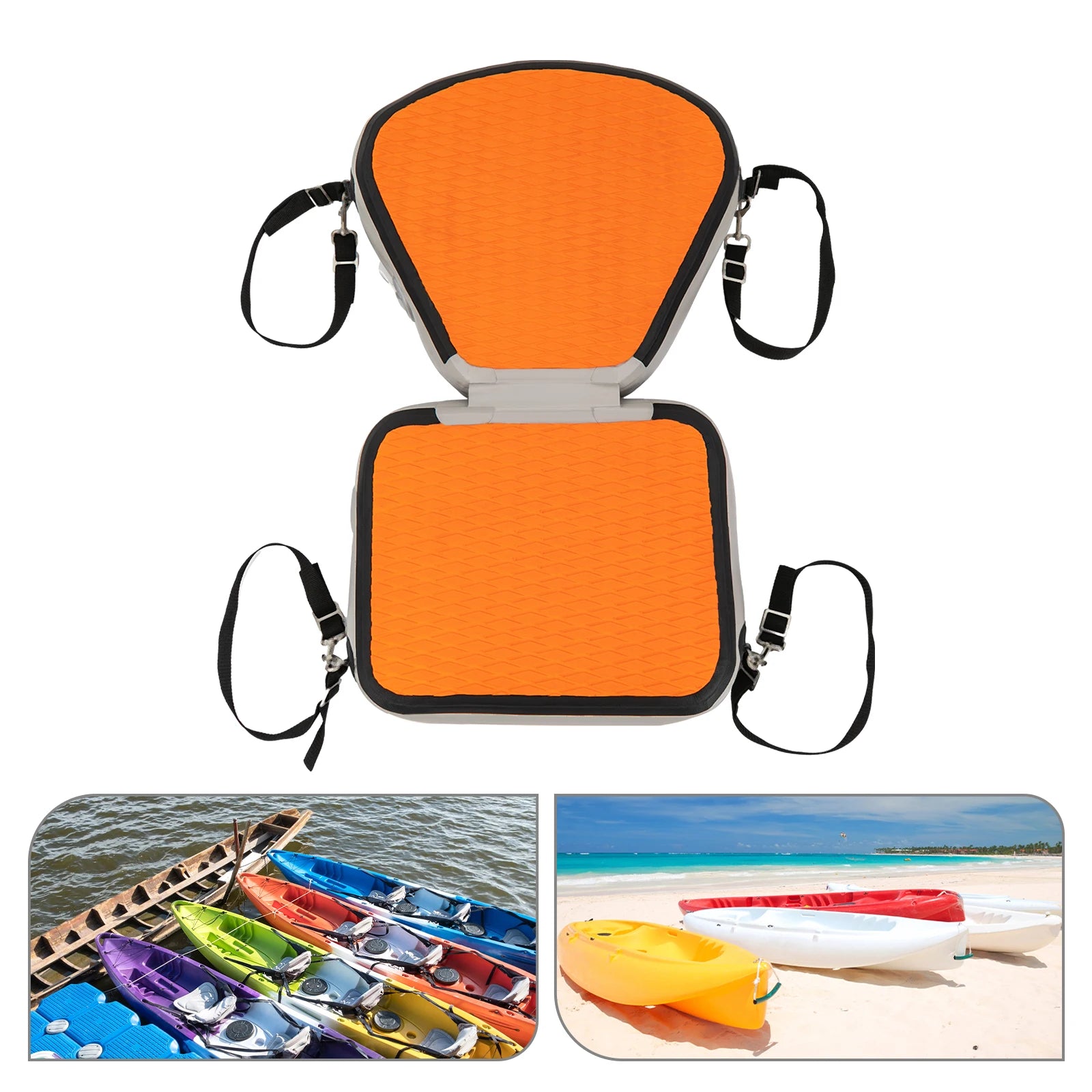 Kayak Seat, Inflatable Portable Thicken Cushion Padded with Back Support Adjustable Strap for Canoeing Drifting Rafting Fishing