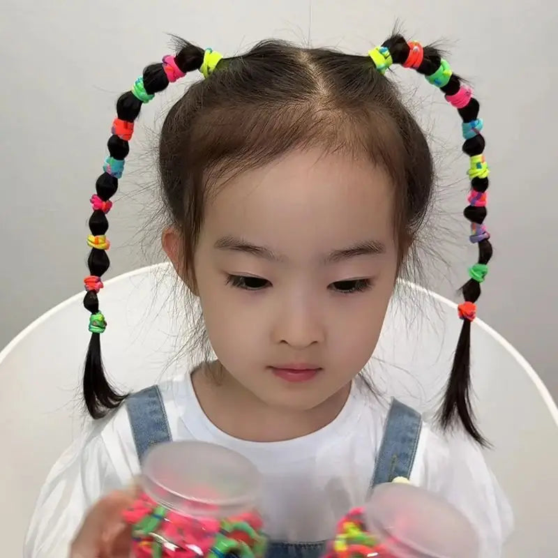 50 Pieces of Colorful Elastic Headband Set Bamboo Style Children's Hair Rope Simple Style Ponytail Suitable For Women And Girls