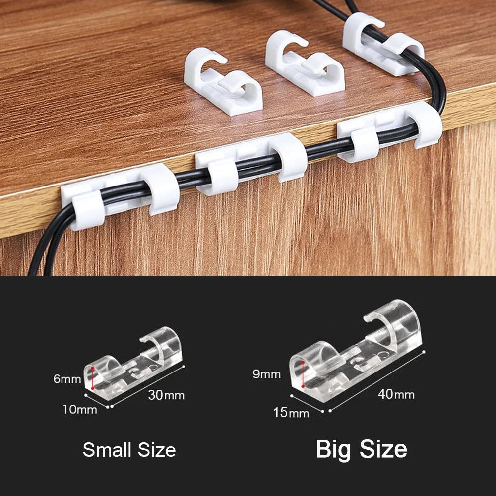 5-60Pcs Cable Clips Organizer Drop Wire Holder Cord Management Self-Adhesive Desk Tidy Cable Manager Fixed Clamp Wire Winder