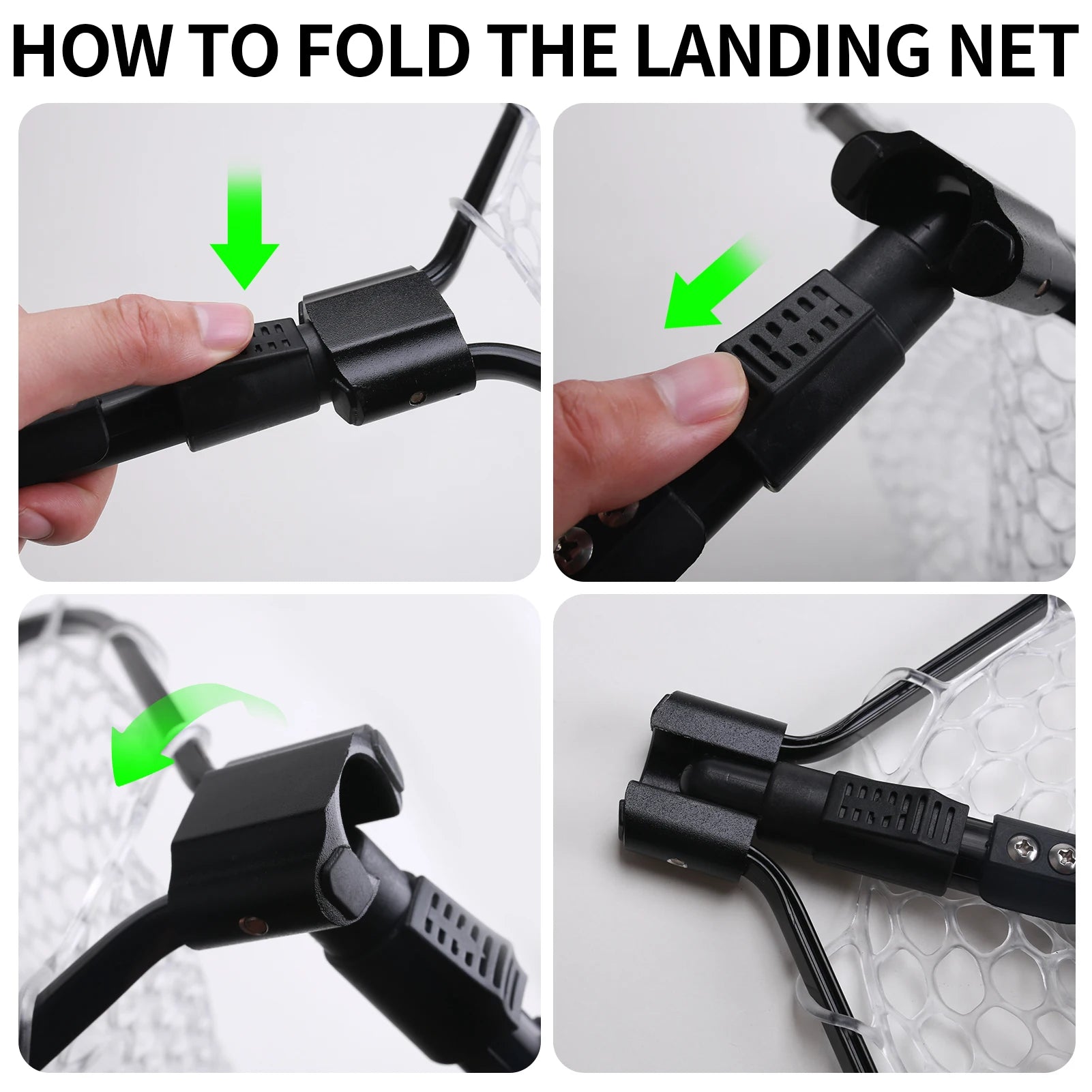 Collapsible Fishing Landing Net with Telescoping Pole Handle Extend to 190cm 100cm 80cm Fishing Net For Saltwater Freshwater