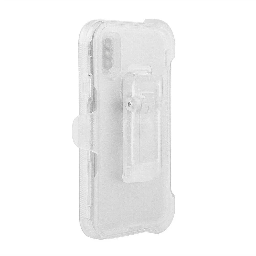 For iPhone 16 15 14 13 12 11 Pro Max XS XR 8 7 Plus 3 IN 1 Clear Heavy Shockproof Phone Case Hybrid PC+TPU Cover With Belt Clip - Firu Total Sales