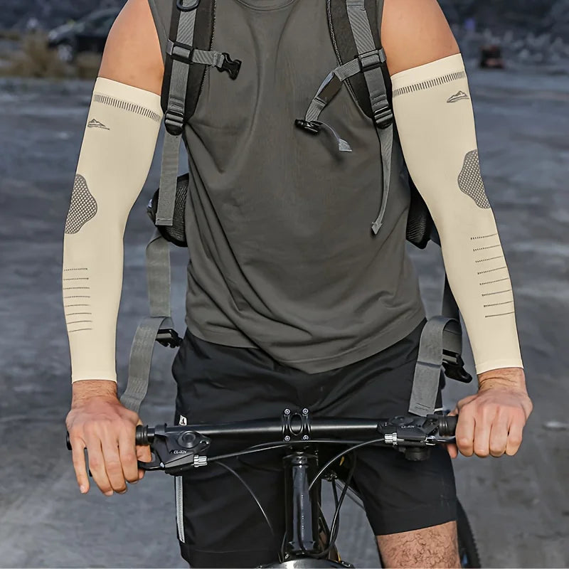 A pair of men's summer ice silk fiber sports arm guards, outdoor cycling fishing sunscreen breathable sleeves