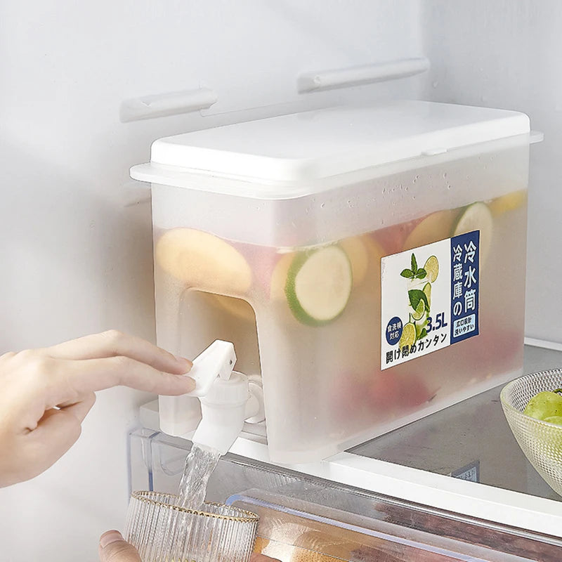 3.5L Beverage Dispenser Cold Juice Water Storage Bucket Outdoor Fridge Liquid Container