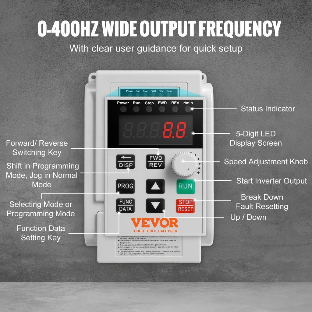 SucceBuy VFD 5HP4KW Singel Phase 220V-240V Input to 3 Phase 220V-240V Output Variable Frequency Drive for AC Motor Speed Control
