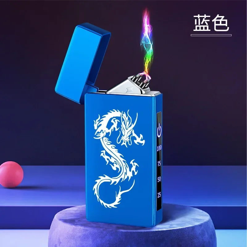 Windproof Electric Arc Metal Smoking Lighter Plasma Flameless Rechargeable USB Cigarette Lighter LED Digital Touch Lighters Gift