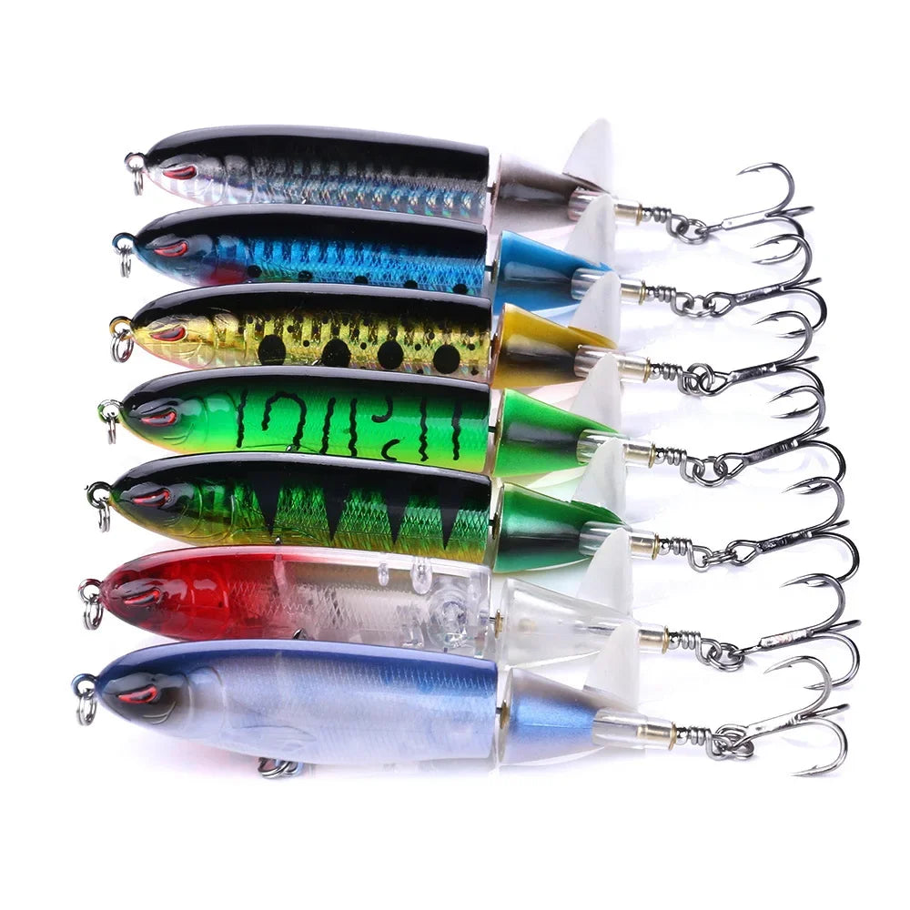 Señuelo Topwater SANMO | 10/14cm | Spinner Popper Lápiz | Hélice Cola Giratoria | 10 Colores | Mar y Lago - Firu Total Sales